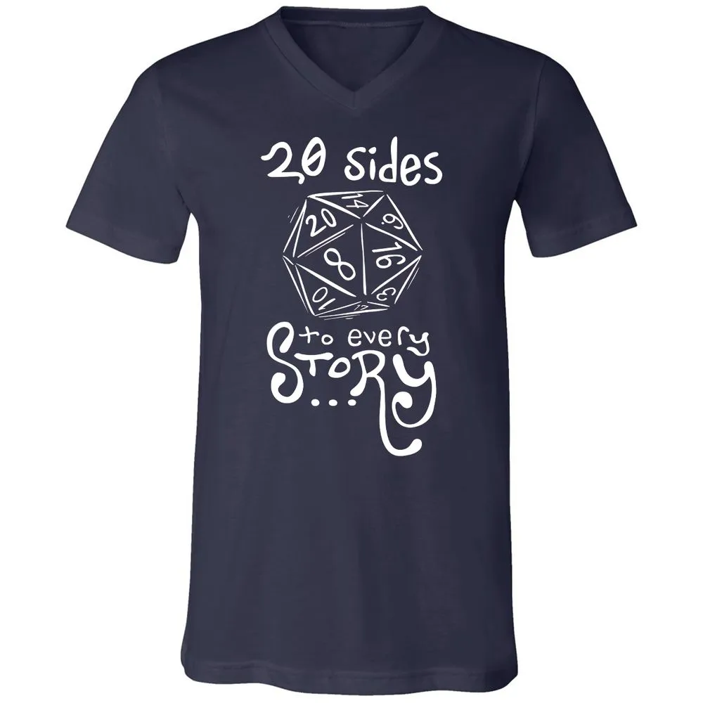 20 Sides to Every Story Unisex V-Neck T-Shirt - Navy - 2