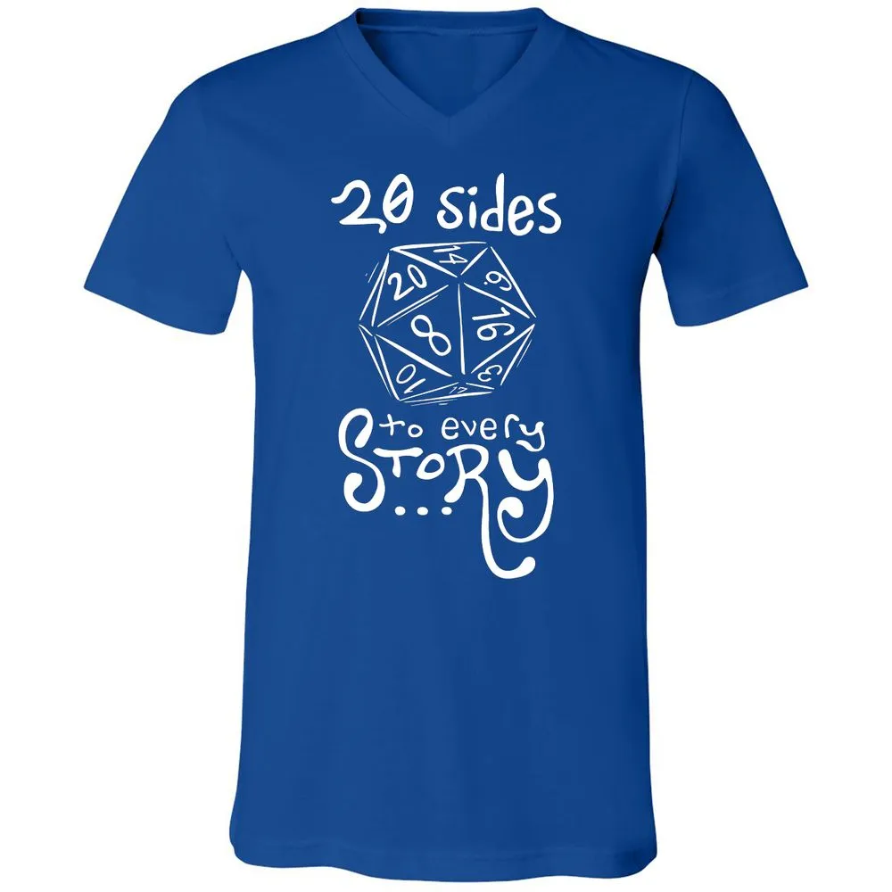 20 Sides to Every Story Unisex V-Neck T-Shirt - True Royal - 4