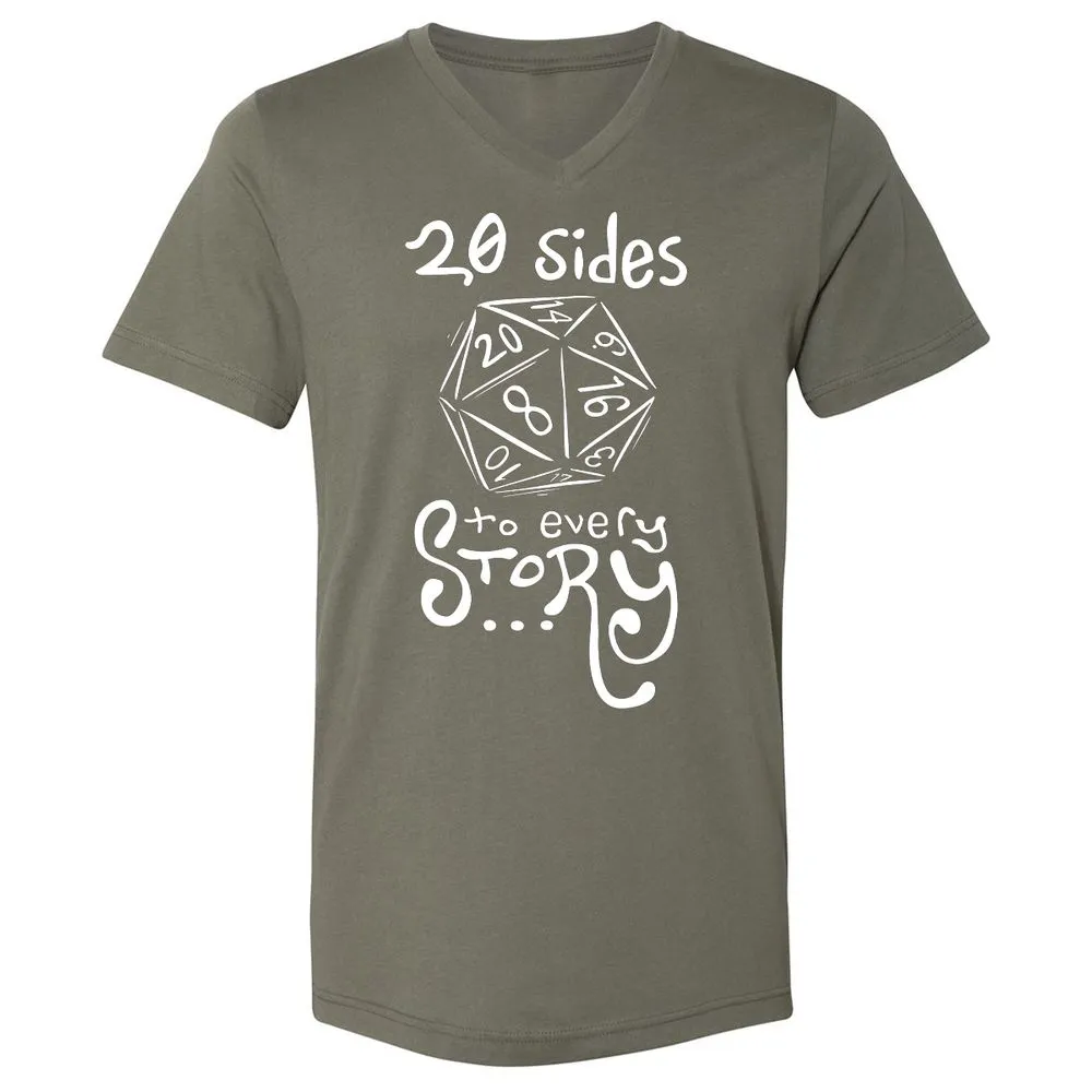 20 Sides to Every Story Unisex V-Neck T-Shirt - Military Green - 10