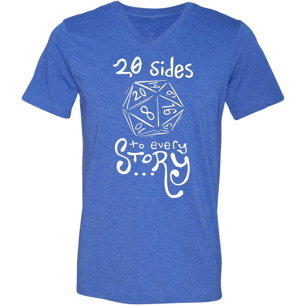 20 Sides to Every Story Unisex V-Neck T-Shirt - Heather True Royal - 14