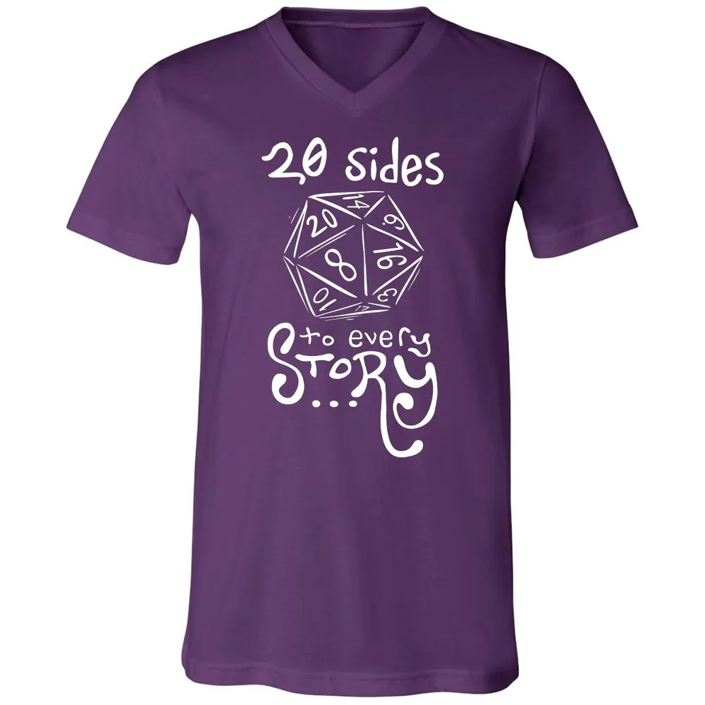 20 Sides to Every Story Unisex V-Neck T-Shirt - Team Purple - 9
