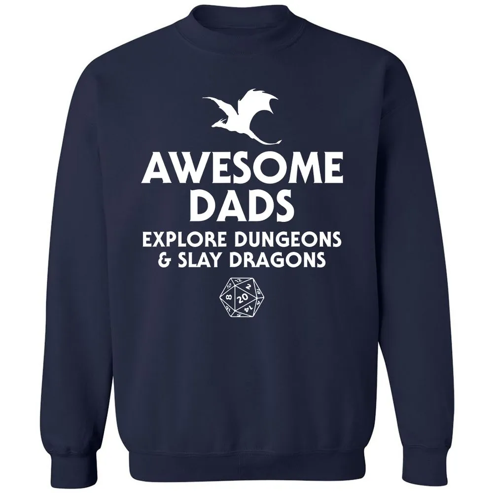 Awesome Dads Slay Dragons Classic Unisex Sweatshirt - Navy - 2