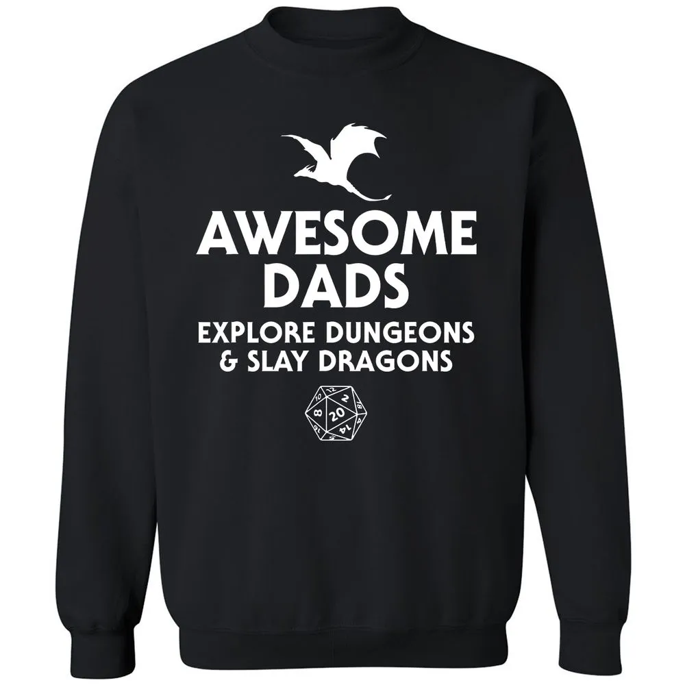 Awesome Dads Slay Dragons Classic Unisex Sweatshirt - Black - 1