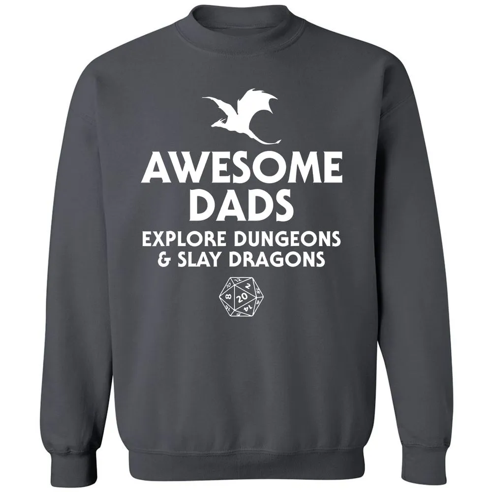 Awesome Dads Slay Dragons Classic Unisex Sweatshirt - Charcoal - 7
