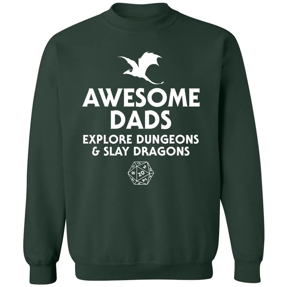 Awesome Dads Slay Dragons Classic Unisex Sweatshirt - Forest Green - 4