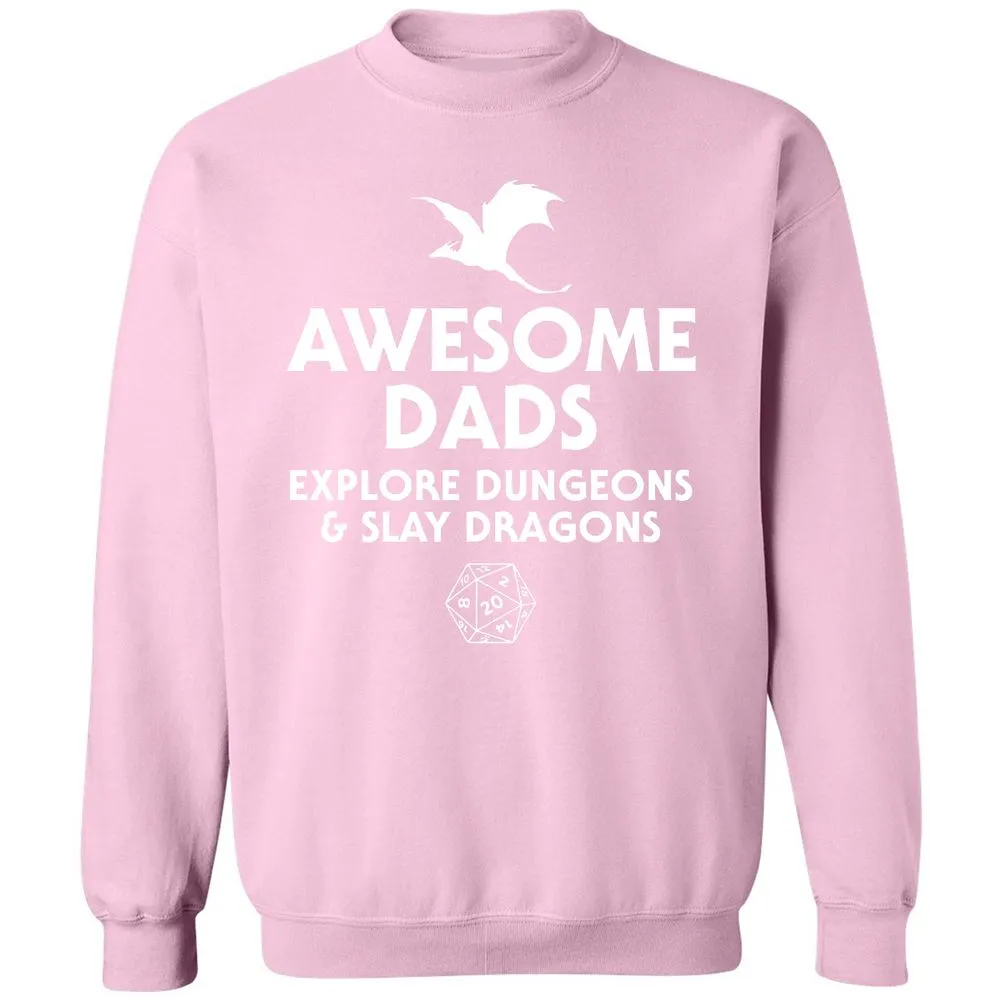 Awesome Dads Slay Dragons Classic Unisex Sweatshirt - Light Pink - 3