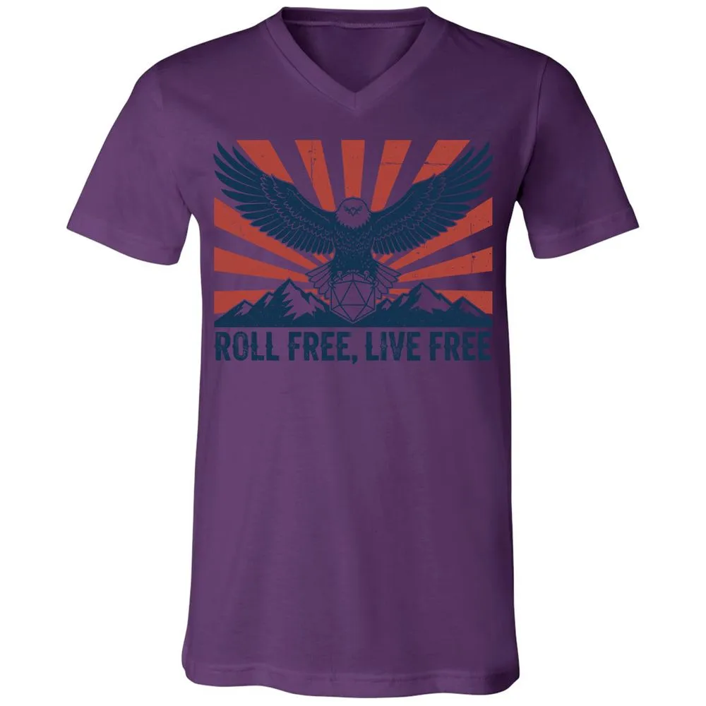 Roll Free, Live Free Unisex V-Neck T-Shirt - Team Purple - 2