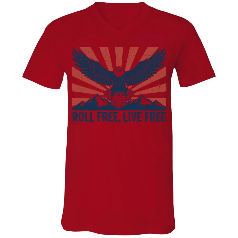Roll Free, Live Free Unisex V-Neck T-Shirt - Red - 3