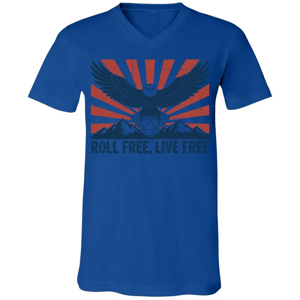 Roll Free, Live Free Unisex V-Neck T-Shirt - True Royal - 4