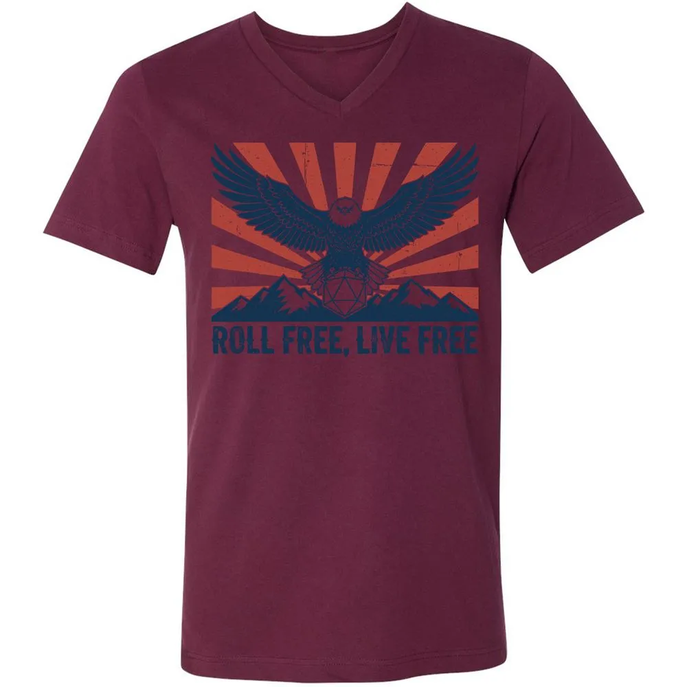 Roll Free, Live Free Unisex V-Neck T-Shirt - Maroon - 6