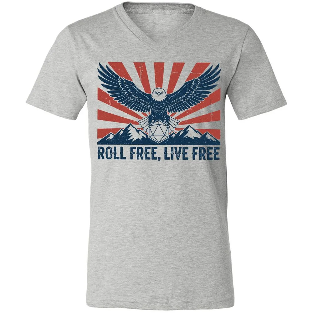 Roll Free, Live Free Unisex V-Neck T-Shirt - Athletic Heather - 7