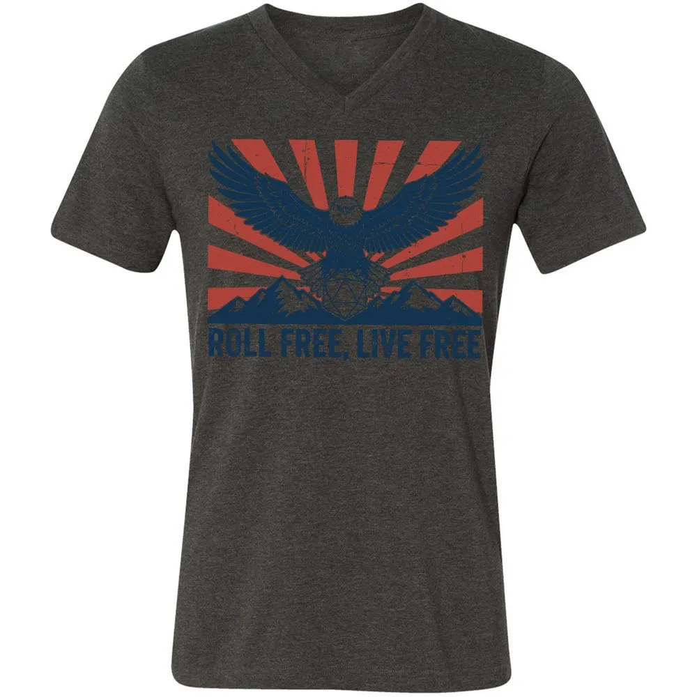 Roll Free, Live Free Unisex V-Neck T-Shirt - Dark Grey Heather - 8
