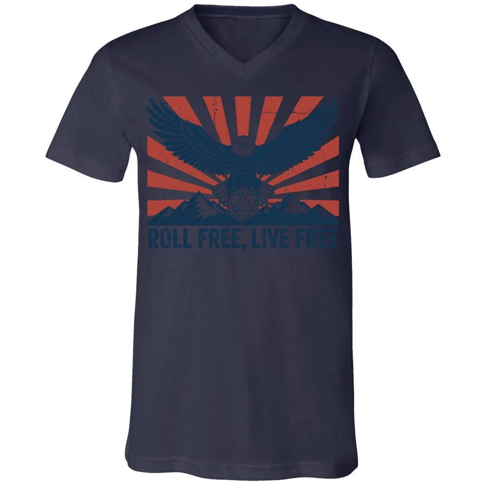 Roll Free, Live Free Unisex V-Neck T-Shirt - Navy - 9