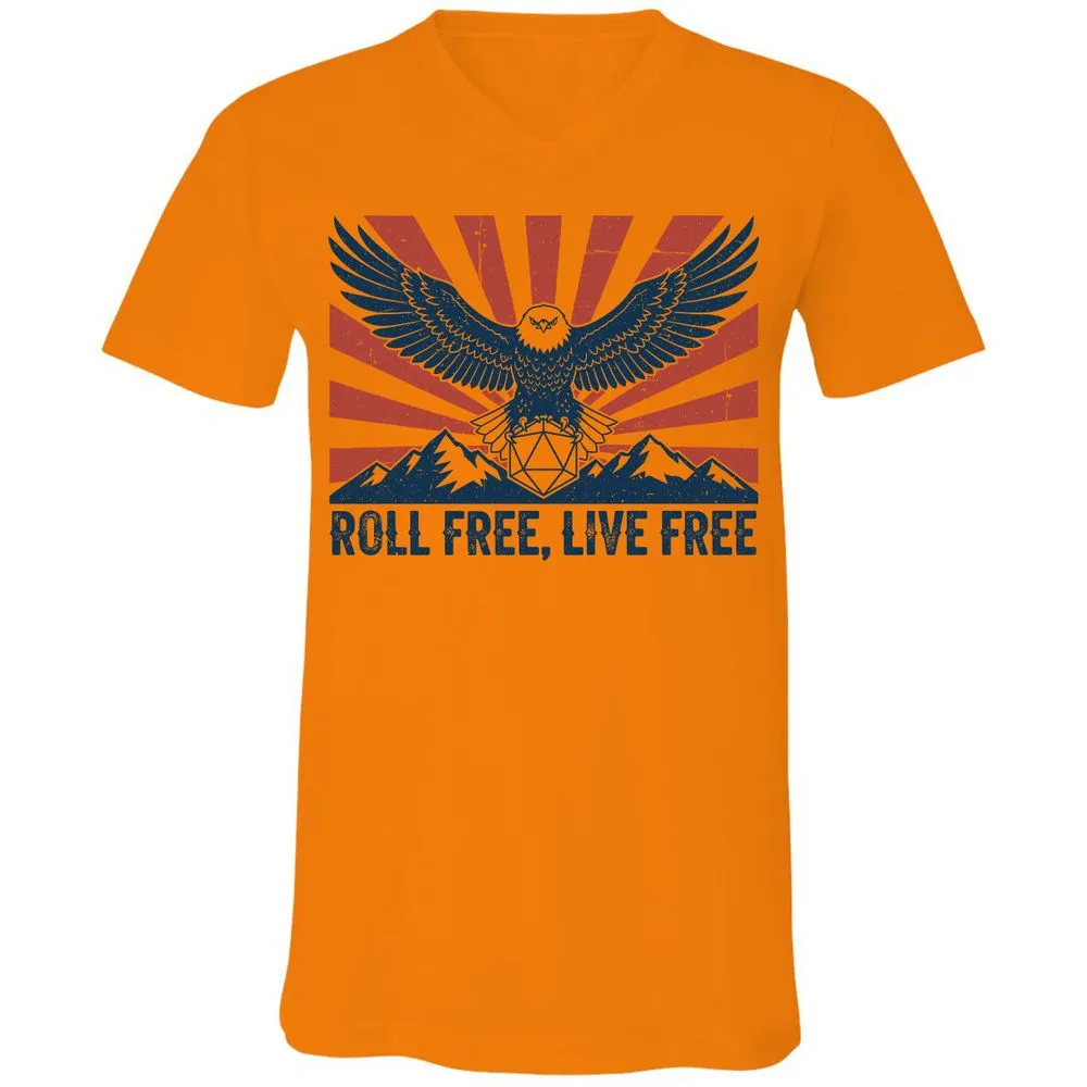 Roll Free, Live Free Unisex V-Neck T-Shirt - Orange - 11