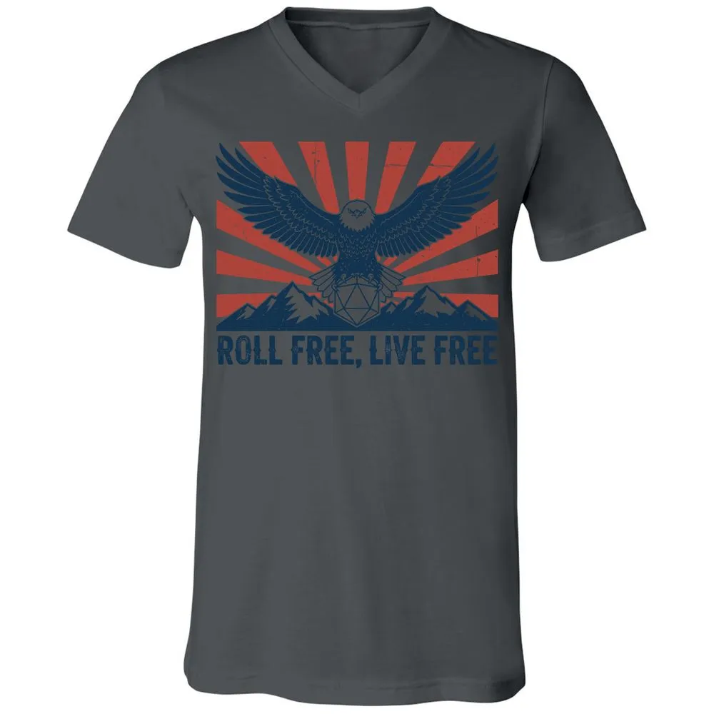 Roll Free, Live Free Unisex V-Neck T-Shirt - Asphalt - 12