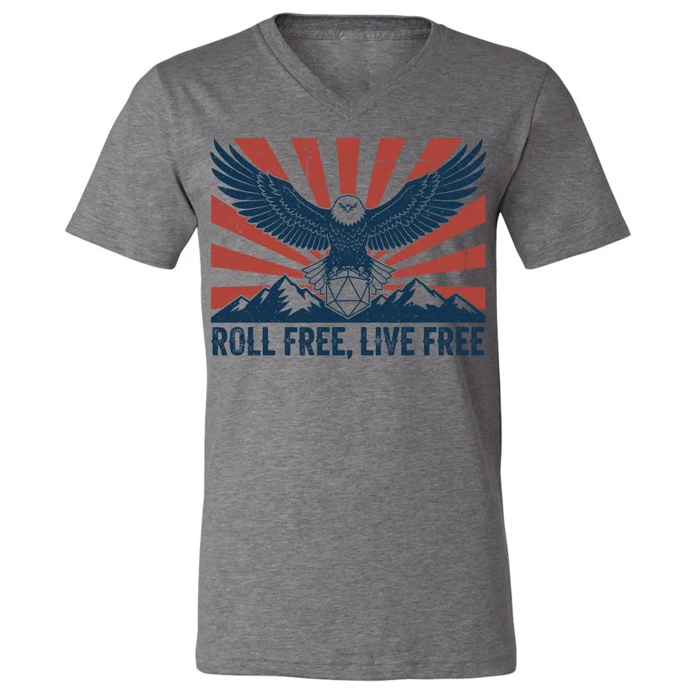 Roll Free, Live Free Unisex V-Neck T-Shirt - Deep Heather - 13