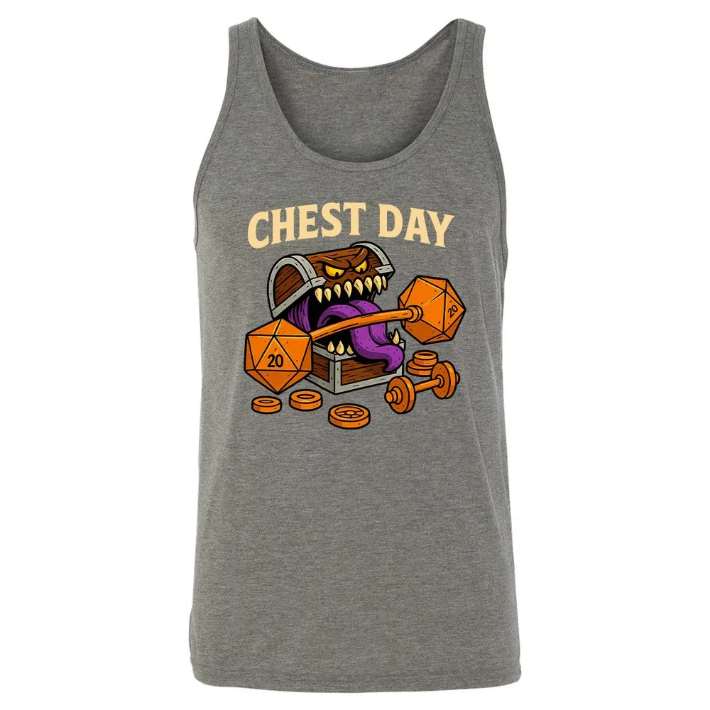 Chest Day Unisex Jersey Tank - Grey Triblend - 8