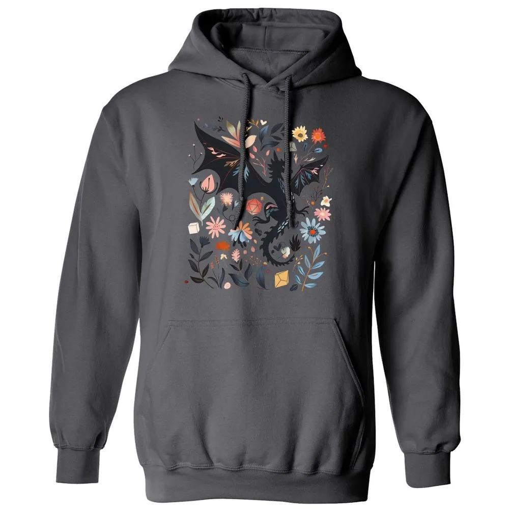 Floral DnD Dragon - Charcoal - 7
