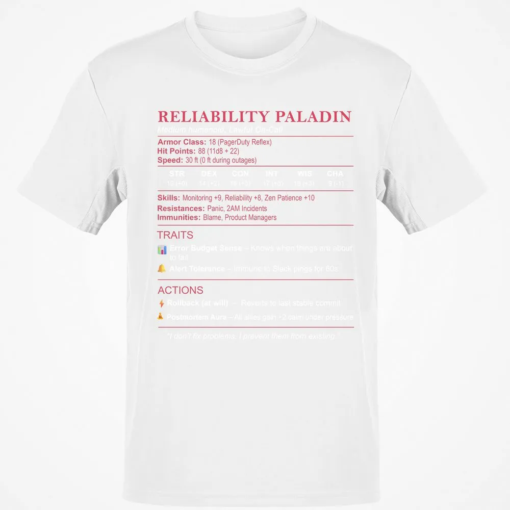 SRE Stats (Reliability Paladin) Classic Unisex T-Shirt - White - 12