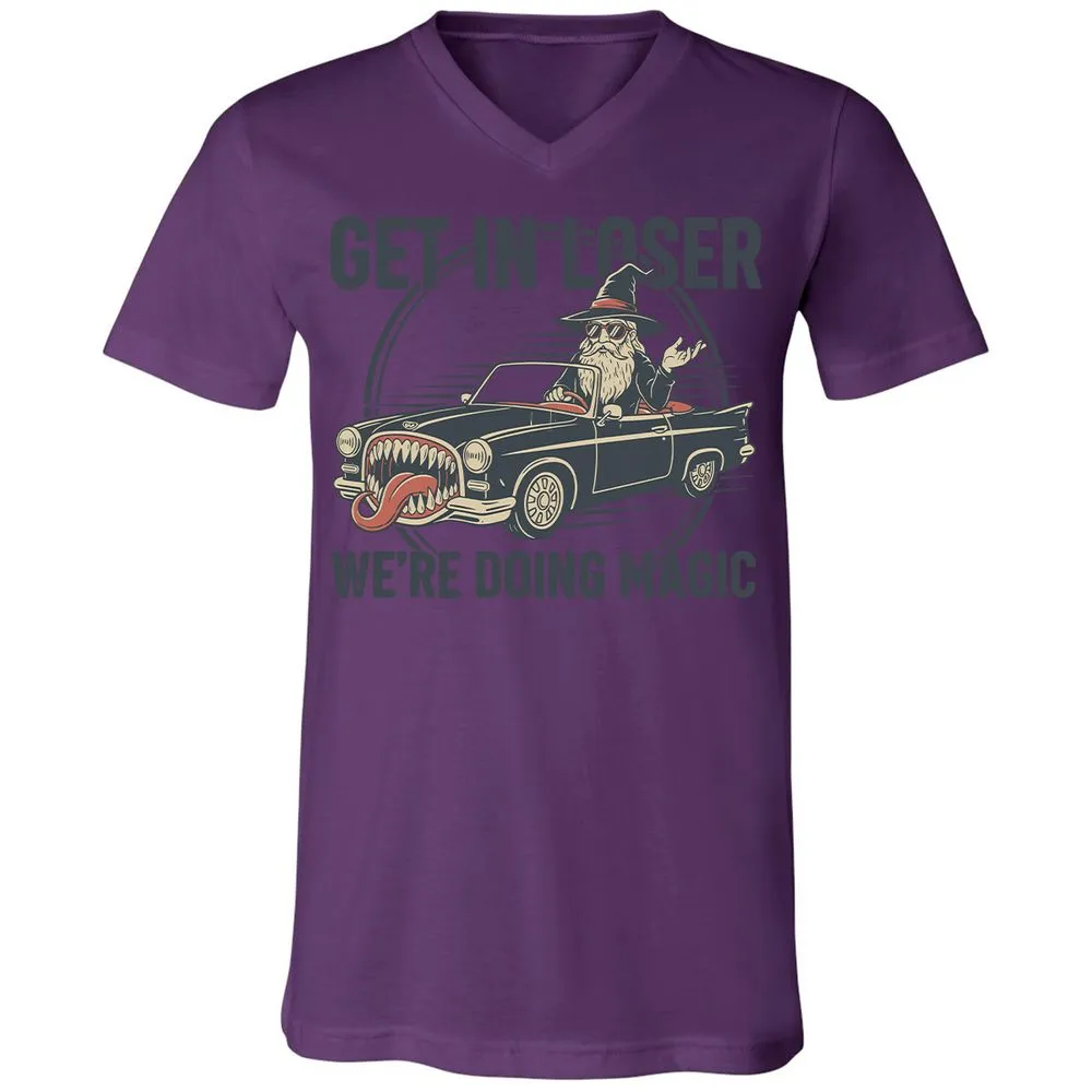 GET IN LOSER, WE’RE DOING MAGIC Unisex V-Neck T-Shirt - Team Purple - 2