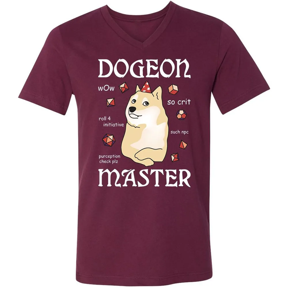 Dogeon Master Unisex V-Neck T-Shirt - Maroon - 6