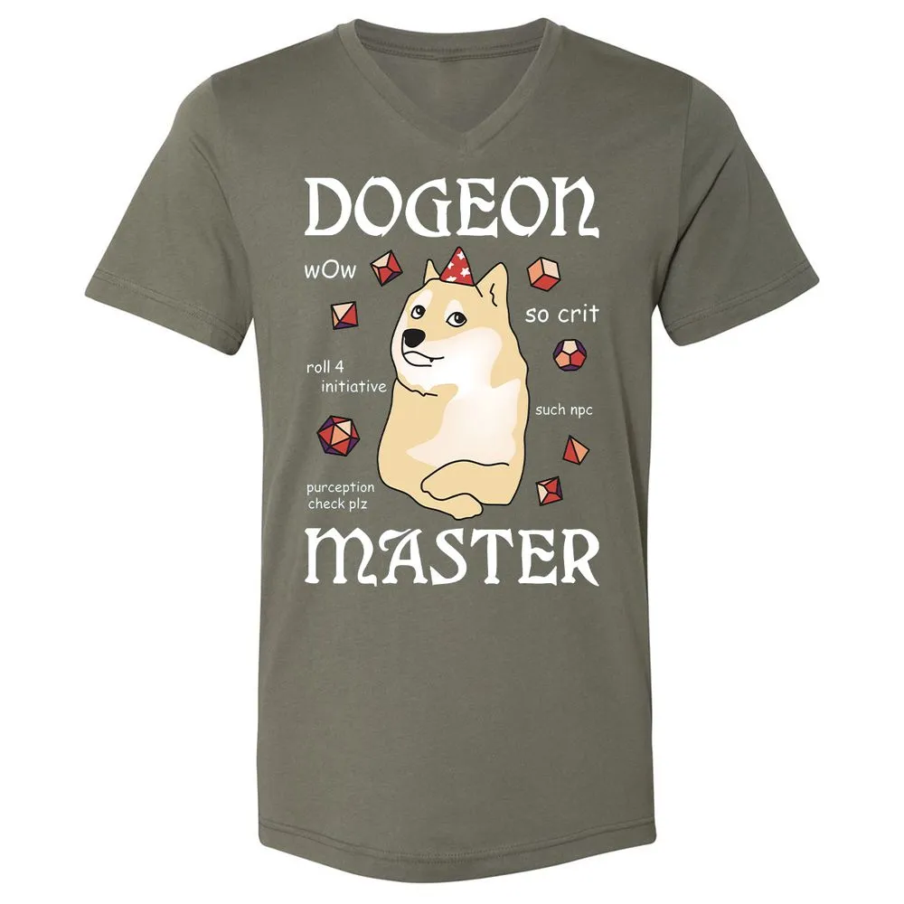 Dogeon Master Unisex V-Neck T-Shirt - Military Green - 10