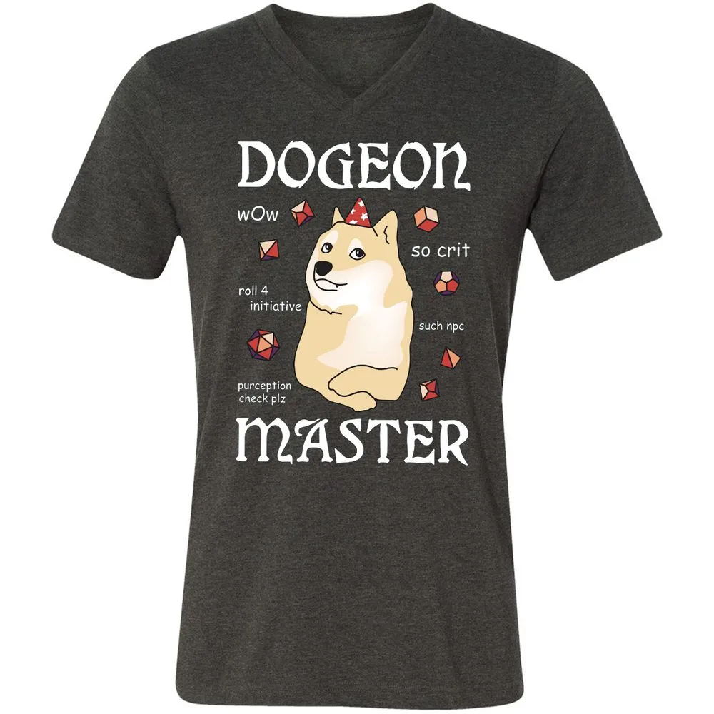 Dogeon Master Unisex V-Neck T-Shirt - Dark Grey Heather - 8