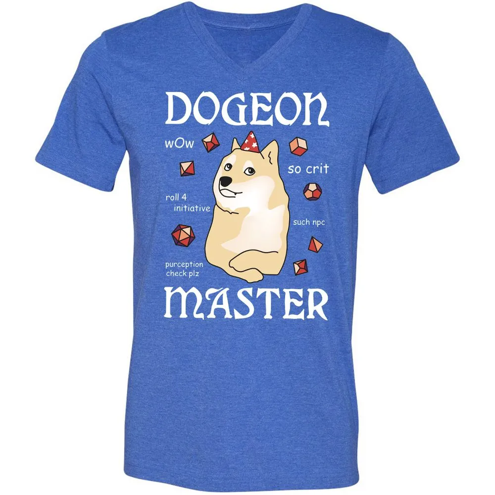 Dogeon Master Unisex V-Neck T-Shirt - Heather True Royal - 14