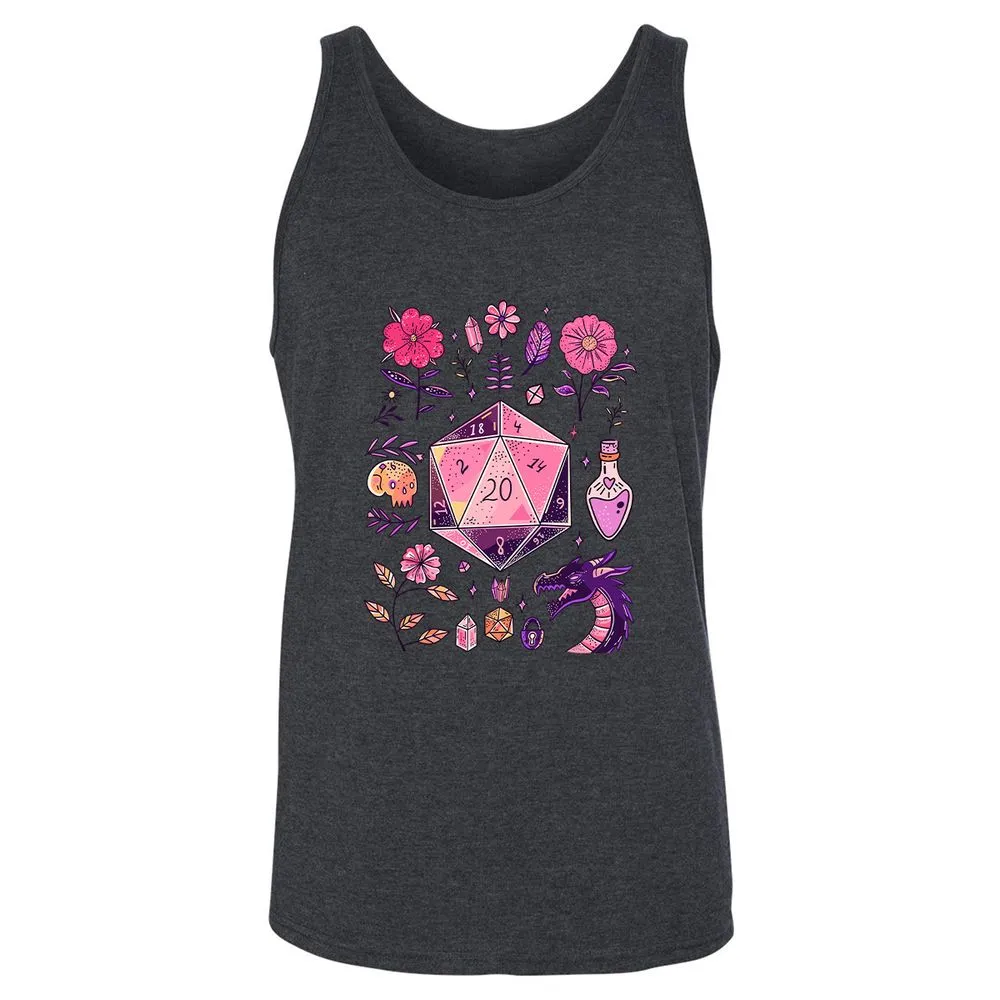 Mystic D20 Floral Dice Art - Dark Grey Heather - 6