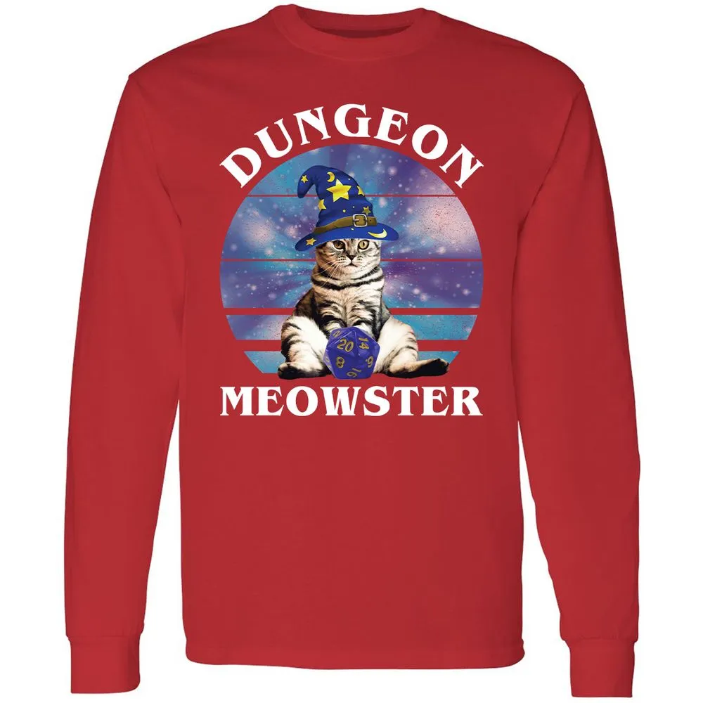Dungeon Meowster Vintage Long Sleeve T-Shirt - Red - 14