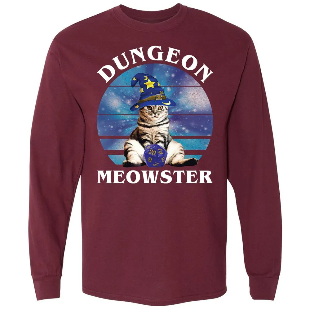 Dungeon Meowster Vintage Long Sleeve T-Shirt - Maroon - 11