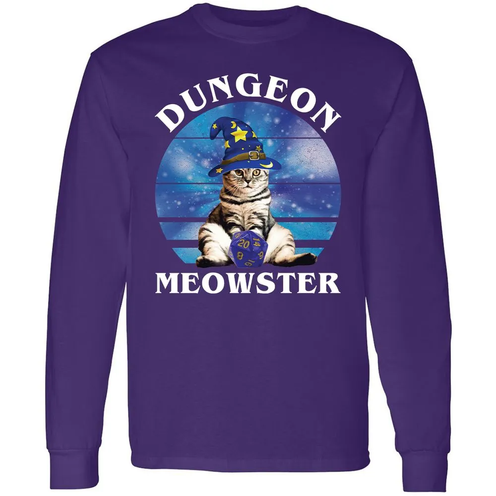 Dungeon Meowster Vintage Long Sleeve T-Shirt - Purple - 13