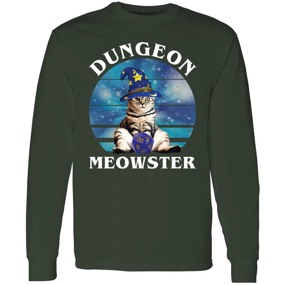 Dungeon Meowster Vintage Long Sleeve T-Shirt - Forest Green - 4