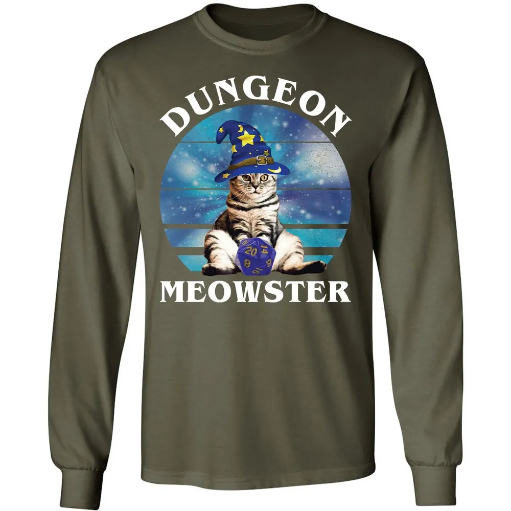 Dungeon Meowster Vintage Long Sleeve T-Shirt - Military Green - 16