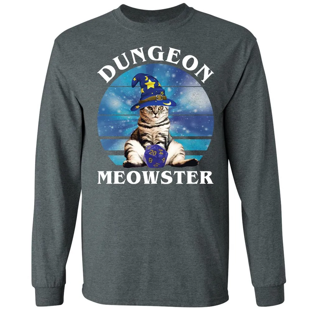 Dungeon Meowster Vintage Long Sleeve T-Shirt - Dark Heather - 15