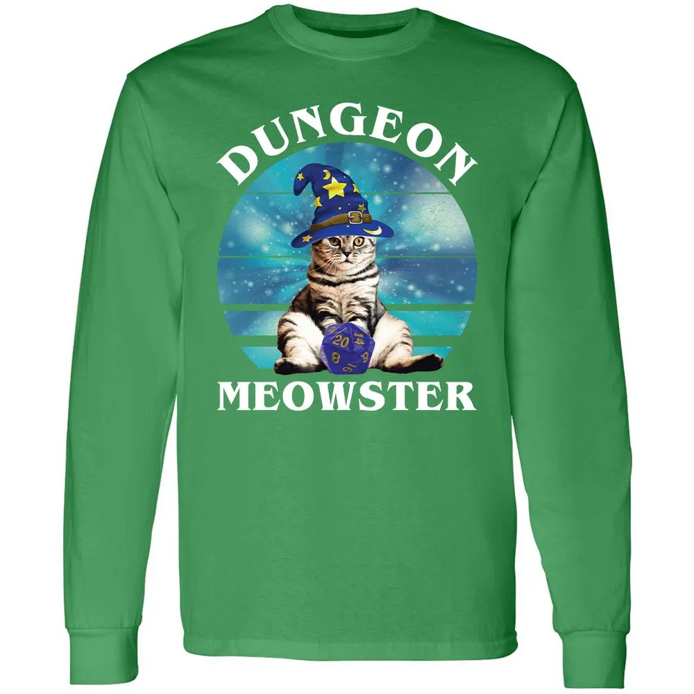 Dungeon Meowster Vintage Long Sleeve T-Shirt - Irish Green - 10