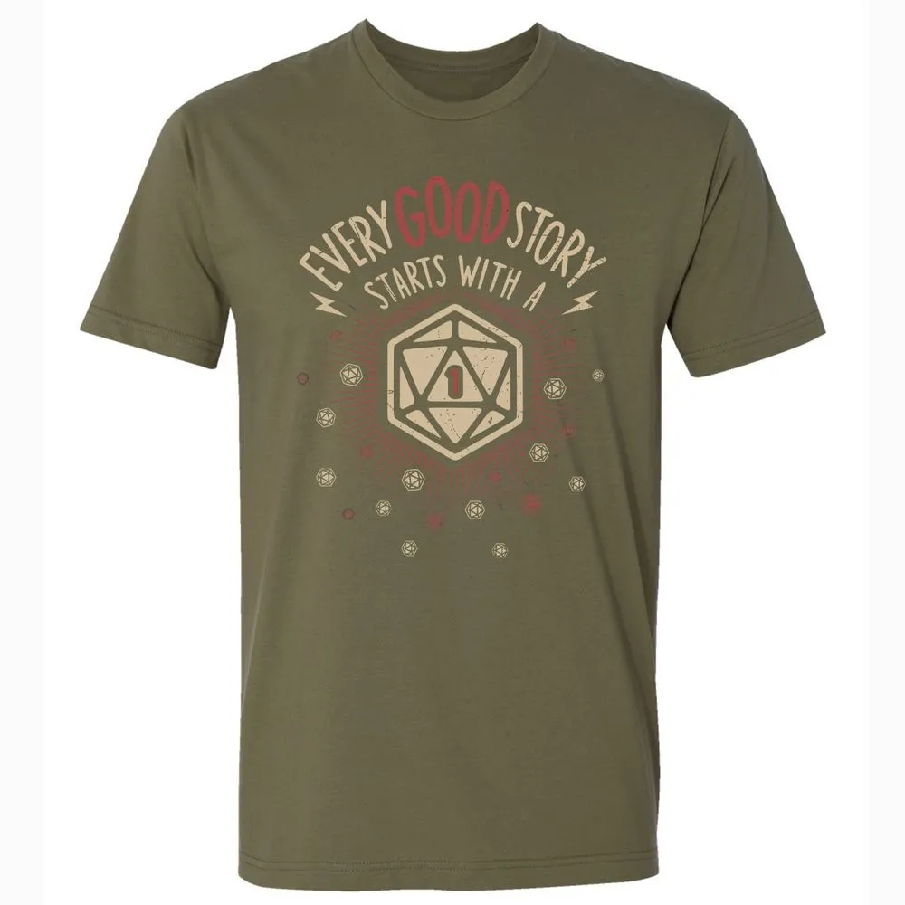 Good Story Starts With A 1 Premium Unisex T-Shirt - Military Green - 5