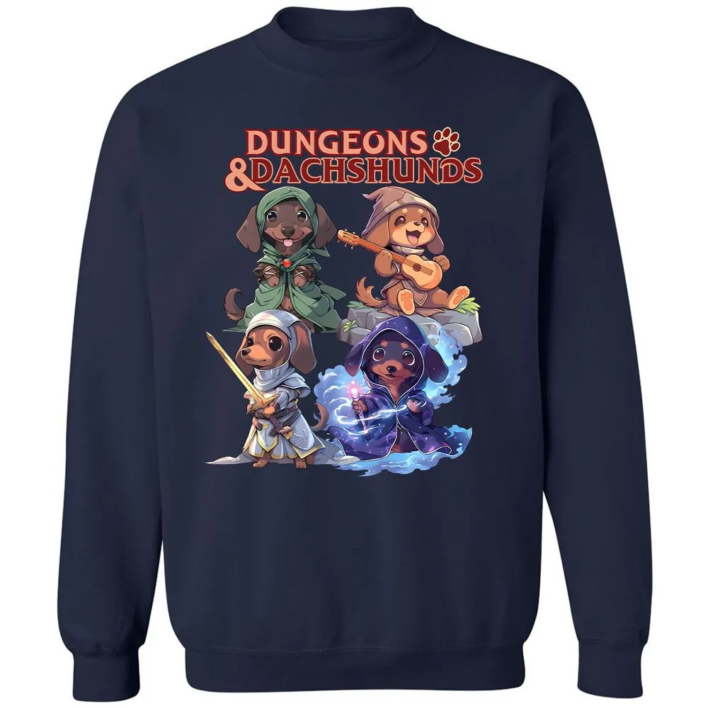 Dungeons & Dachshunds Classic Unisex Sweatshirt - Navy - 2