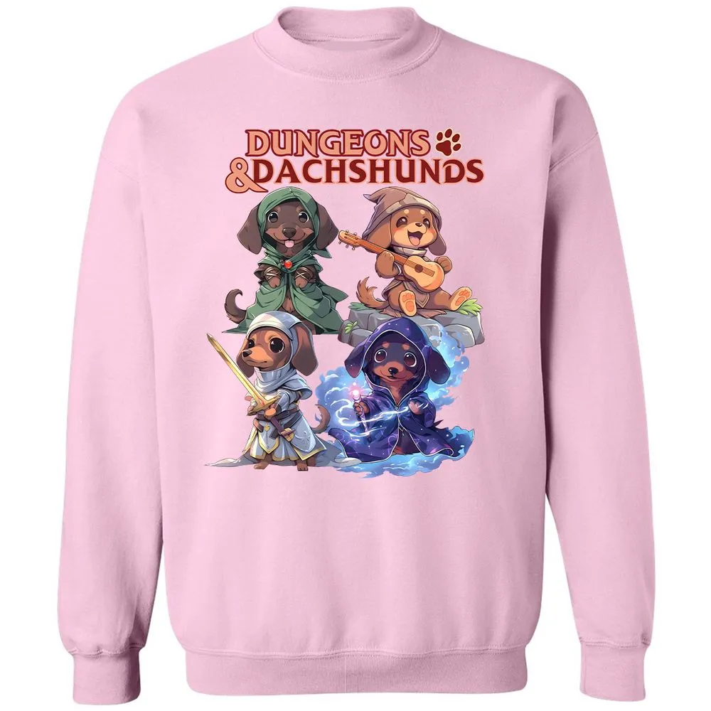 Dungeons & Dachshunds Classic Unisex Sweatshirt - Light Pink - 3