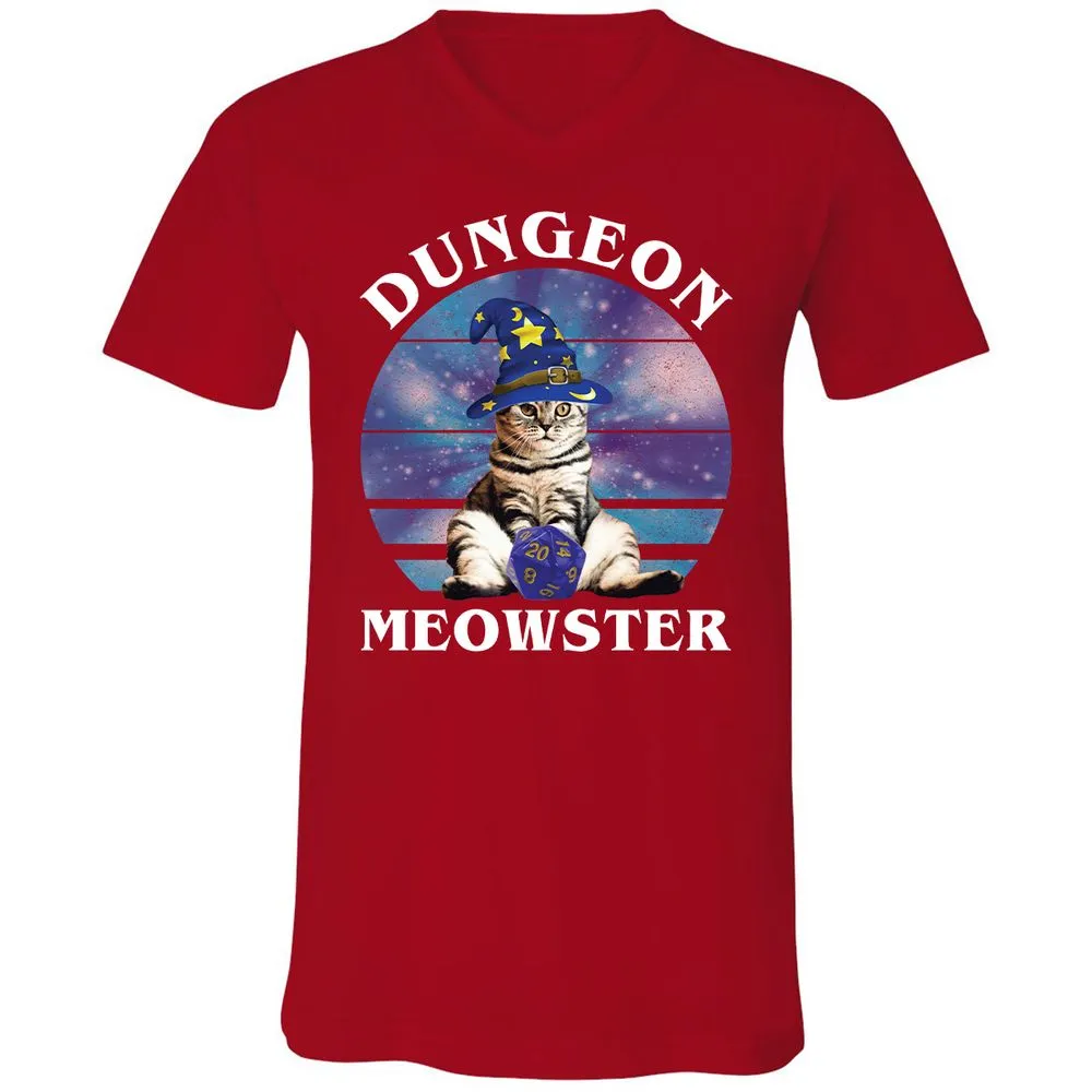 Dungeon Meowster Vintage Unisex V-Neck T-Shirt - Red - 3