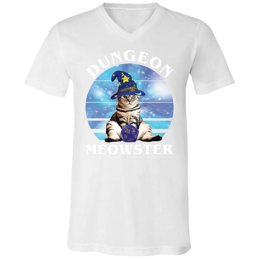 Dungeon Meowster Vintage Unisex V-Neck T-Shirt - White - 5