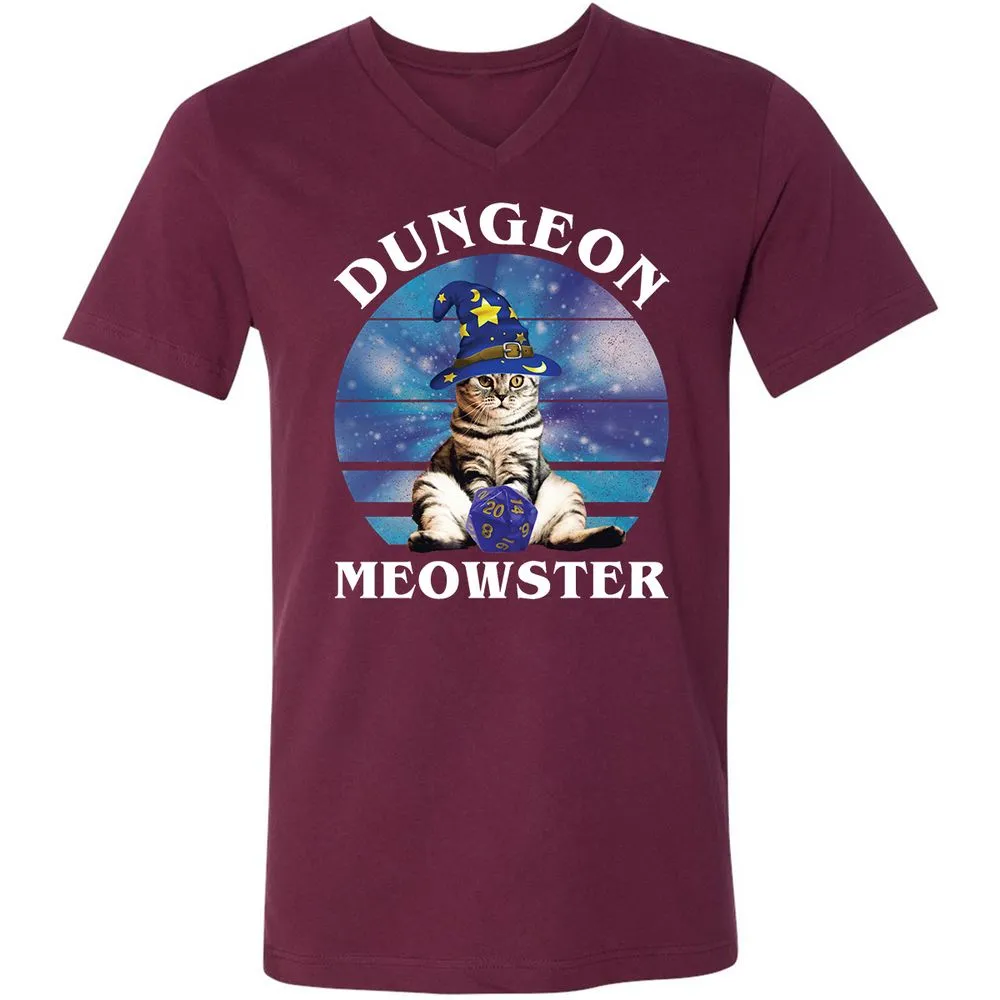 Dungeon Meowster Vintage Unisex V-Neck T-Shirt - Maroon - 6