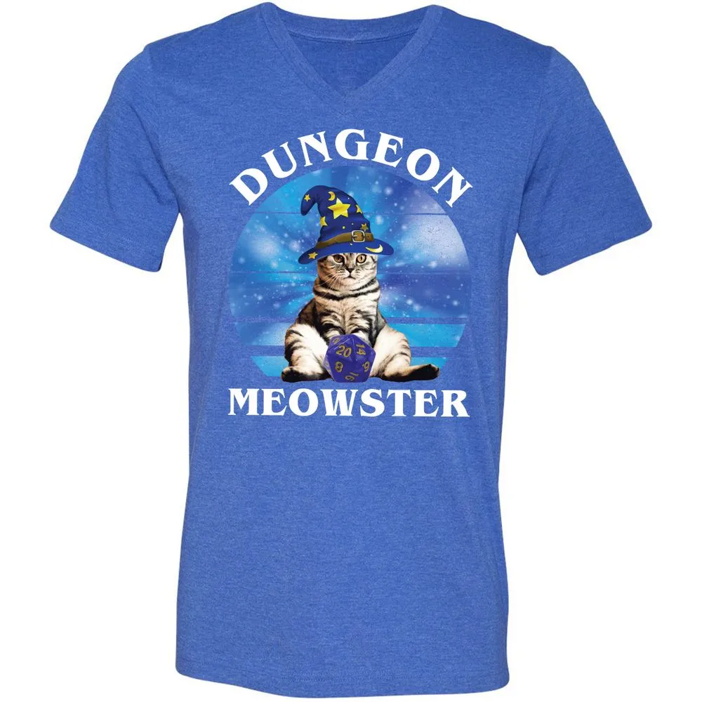 Dungeon Meowster Vintage Unisex V-Neck T-Shirt - Heather True Royal - 14