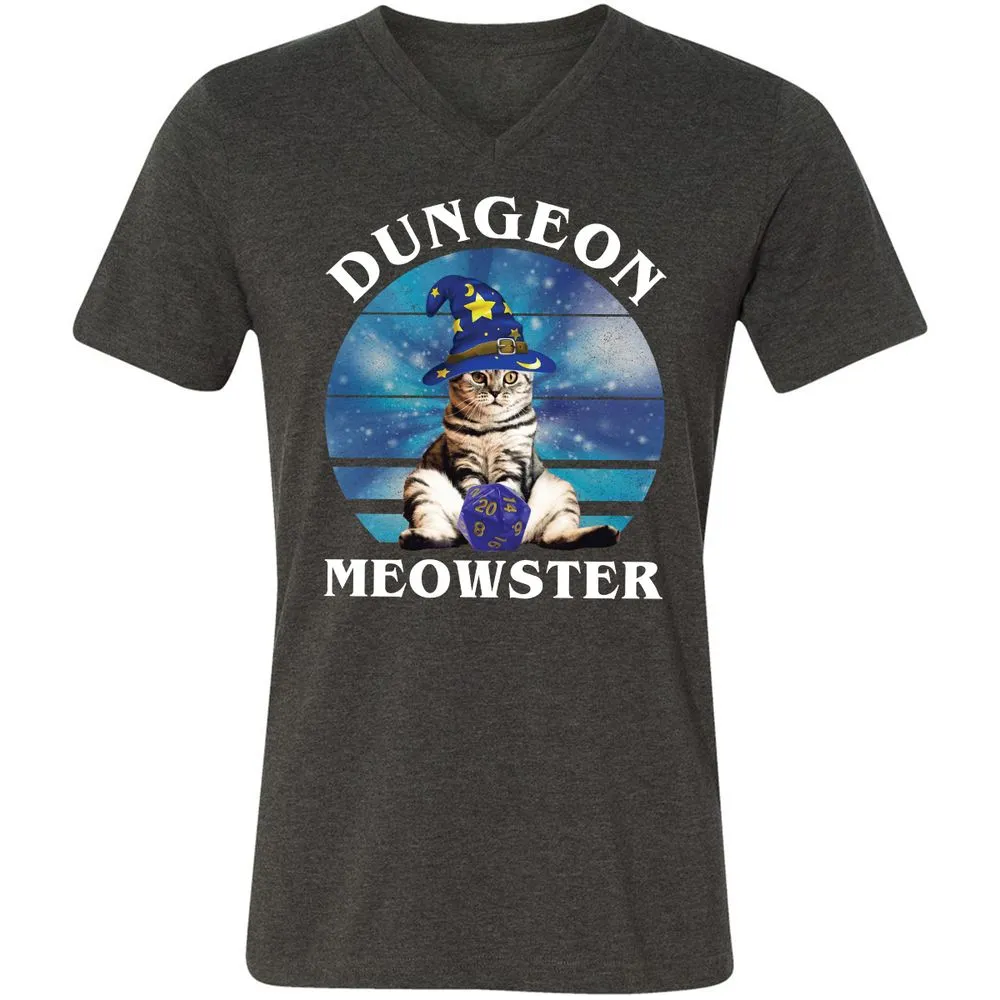 Dungeon Meowster Vintage Unisex V-Neck T-Shirt - Dark Grey Heather - 8
