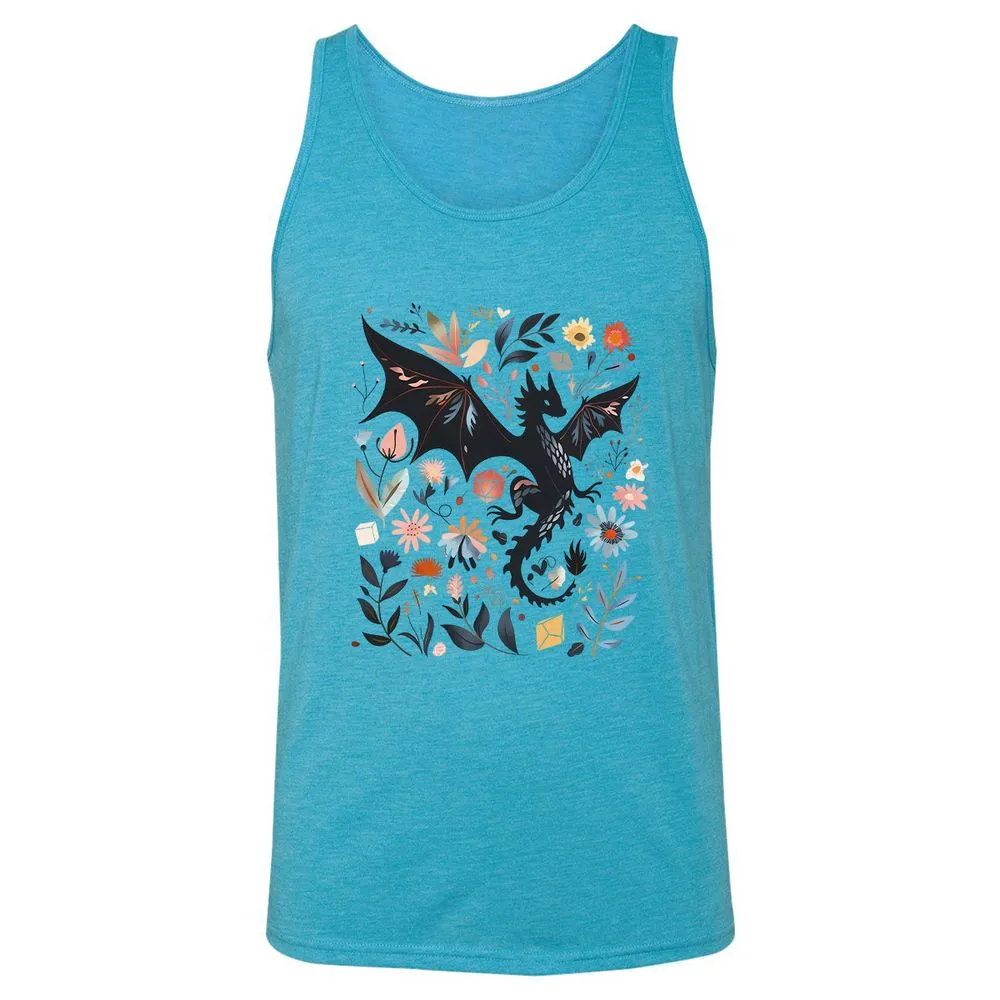 Floral DnD Dragon - Aqua Triblend - 3