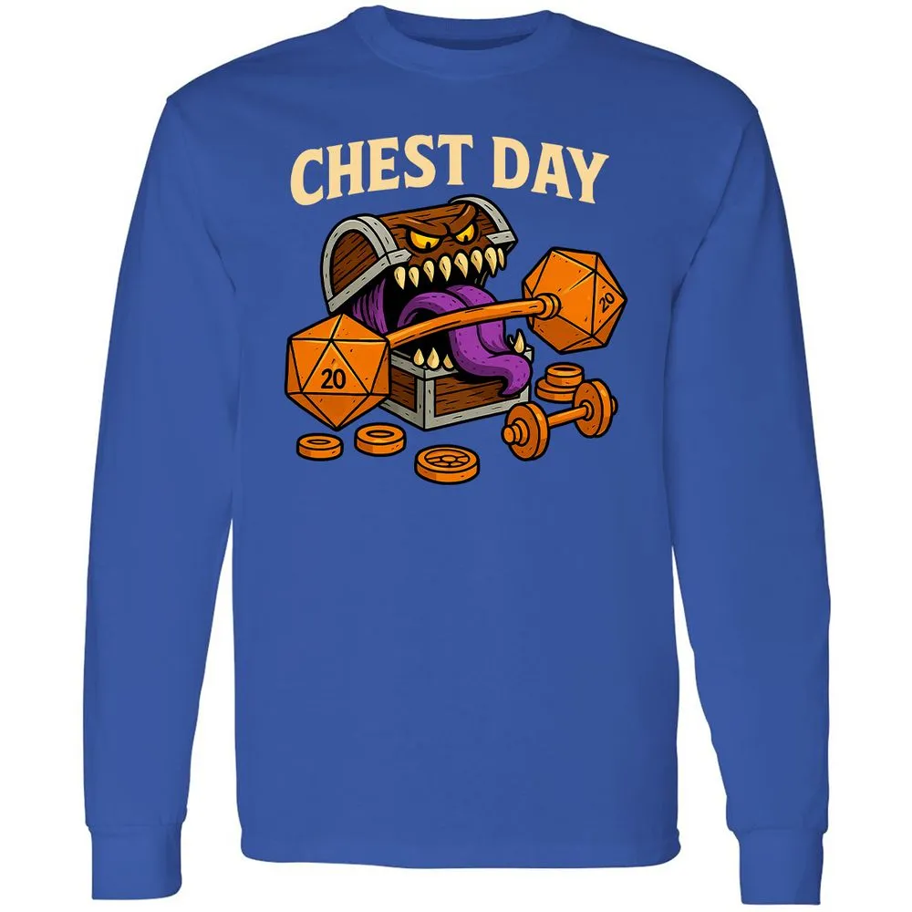 Chest Day Long Sleeve T-Shirt - Royal - 8