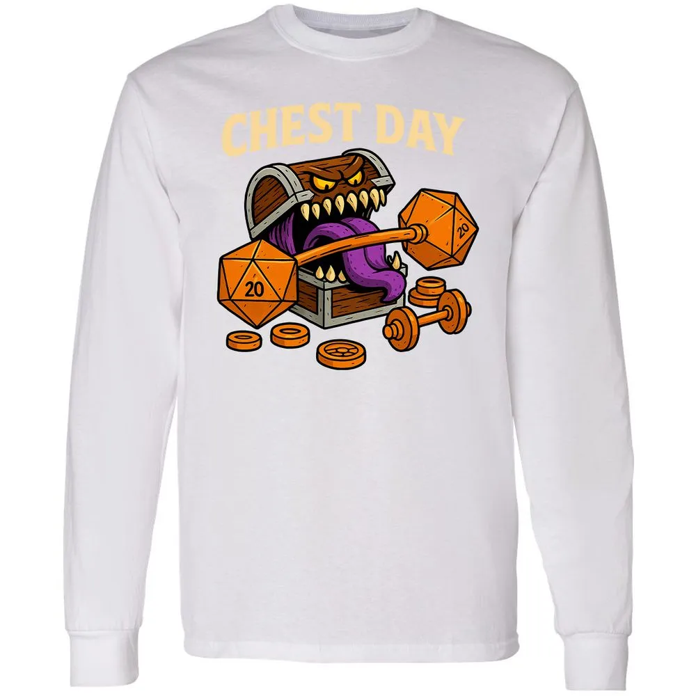Chest Day Long Sleeve T-Shirt - White - 5