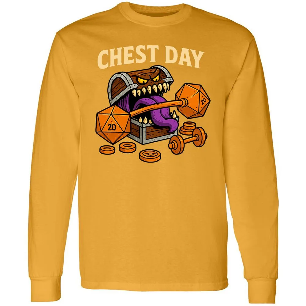 Chest Day Long Sleeve T-Shirt - Gold - 9