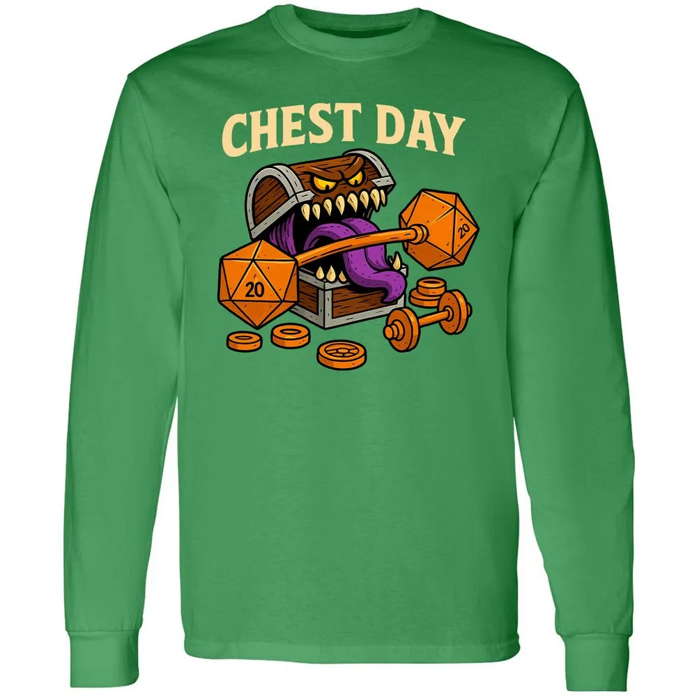 Chest Day Long Sleeve T-Shirt - Irish Green - 10