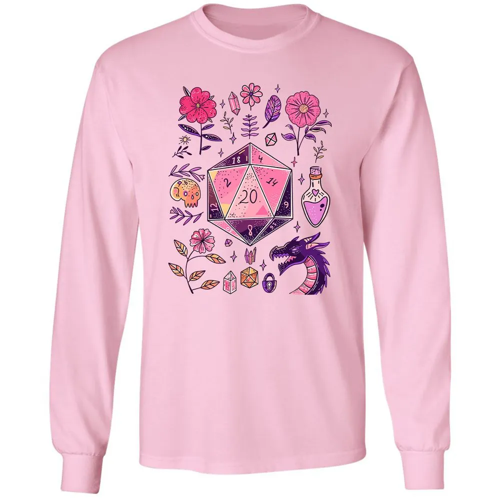 Mystic D20 Floral Dice Art - Light Pink - 3
